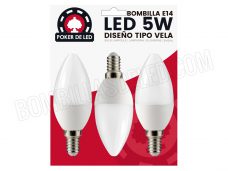 Comprar bombilla LED tipo vela E14 POKERDELED Blister